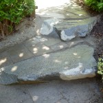 Granite rock intermingled with pavers